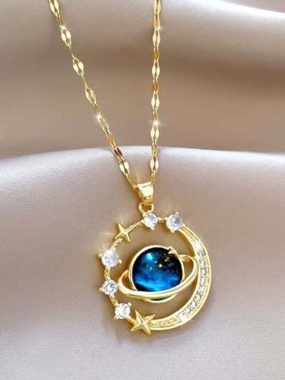 Dainty Planet Pendant Necklace - Women's Jewelry Gold